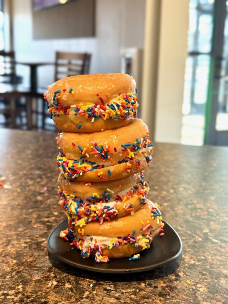 Ice Cream Donuts Stacked on top of one another
